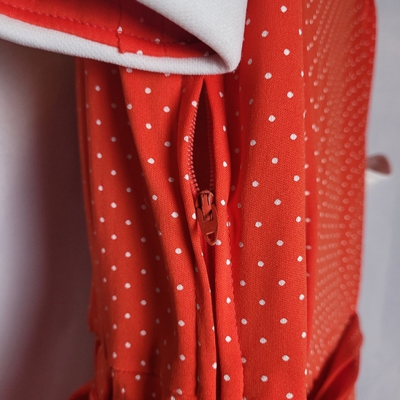 VTG 50's/60's Red/White Micro Dot Rockabilly Pinup Retro Midi Dress Women's M - Picture 9 of 14